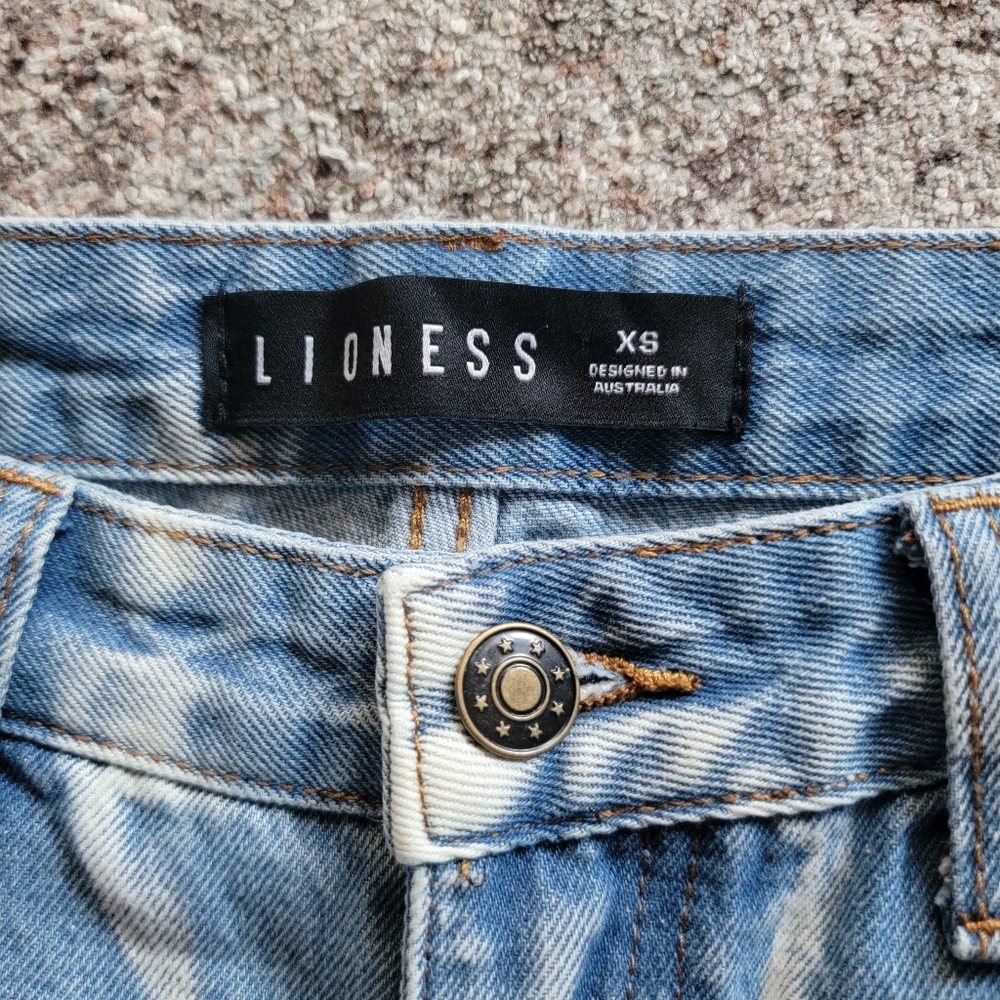Lioness Tie-Dye Split Hem High Rise‎ Straight Leg Jeans Size 2 Tall 100% Cotton - Picture 8 of 10